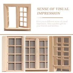Mini House Adornment Mini Blank Window Model Uncolored Wooden Window