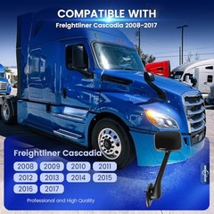 Black Hood Mirror for Freightliner Cascadia 2008-2017, Driver/ Left Side