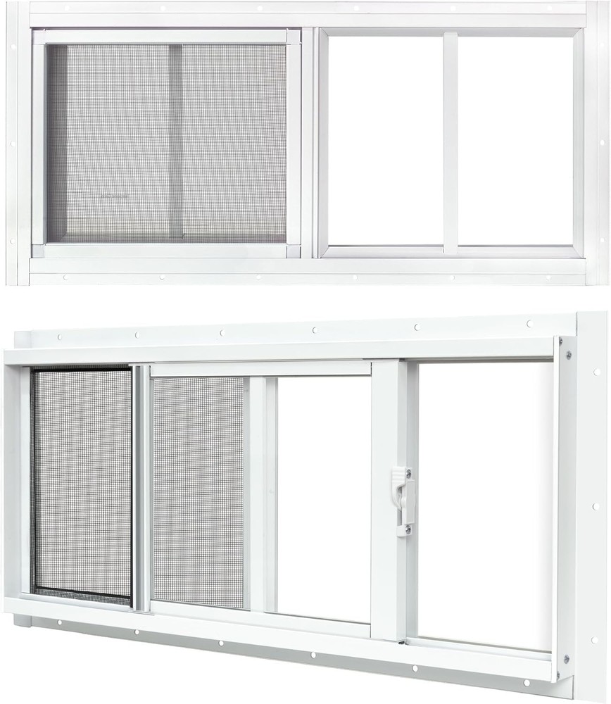 2 Pack Sliding Shed Windows 10″x18″ White | Transom Window with Tempered Glass