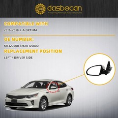 Driver Side Mirror Compatible With 2016 2017 2018 Kia Optima Left White