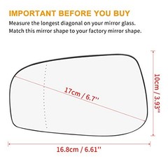 Mirror Glass Heated with Backing Plate Driver Side Left Side Rear View Mirror