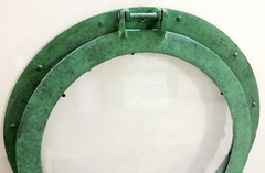 20″ Canal Boat Porthole Window Antique Green Finish~Wall Window Glass Porthole