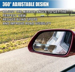 Frameless Rectangular Car Blind Spot Mirror, Adjustable HD C Size: Rectangular