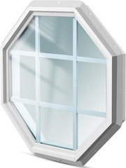 24″ Octagon Shed Window with Grids – White Vinyl Flush Mount for Sheds & Coops