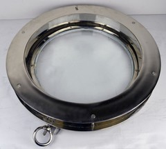20”D Nickel Finish Solid Brass Porthole Window 2” Flange Wall Door Inside Inner