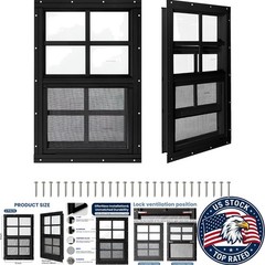 Flush Mount 12×18 Sliding Shed Windows – Durable Tempered Glass & Screen, 2 Pack