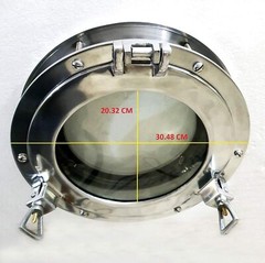12″ Canal Boat Porthole Window Glass Porthole Home Decorative (Shiny Silver)