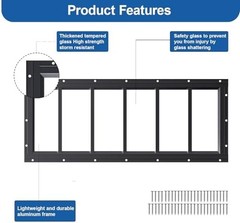 2 Pack Shed Windows 10″x35″, Transom Window Fixed Design with Tempered Glass for