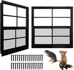 Shed Windows 30×30 Black Tempered Glass Stainless Steel Mesh