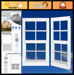 14″x21″ Shed Windows 2 Pack – Clear Tempered Glass, Metal Screen, Aluminum, Outd