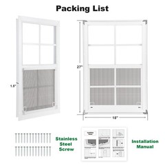 18″ x 27″ Shed Windows 2 Pack – Small Sliding Tempered Glass & Metal Screen, Flu