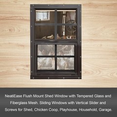 NeatiEase 2 Pack Shed Windows 12×18 Tempered Glass Brown Frame