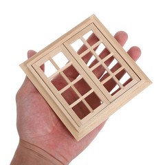3 Set of Durable Mini Wooden Blank Windows Khaki for Mini House Decor