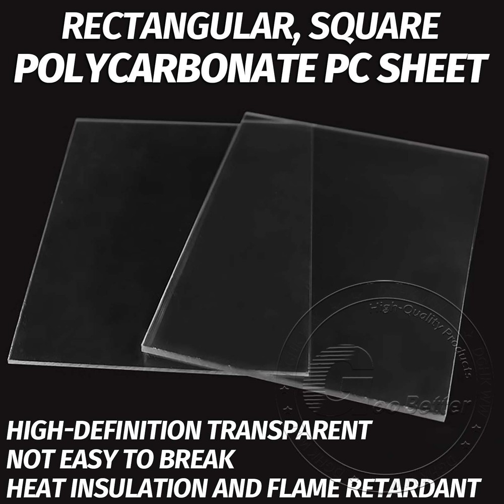 Rectangular, Square PC Sheet Clear Transparent Perspex, Cut to Size Thick 2-22mm