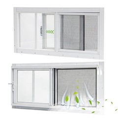 Sliding Shed Windows 2 Pack 10″x23″ Tempered Glass with Screen for Coop, Garage,