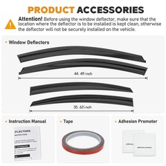 Shatterproof Taped-On Window Deflectors for Toyota Camry 2025 2026 with Black…