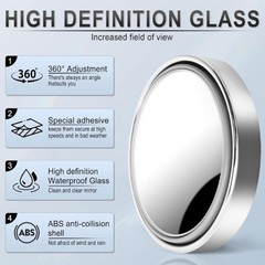 Blind Spot Mirror, 2” Round HD Glass Frameless Convex, 2Pack Side Mirror Blind
