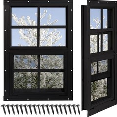 Shed Windows 2 Pack, Chicken Coop Windows 24″ x 36″ Black | Flush Mounted Small