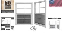 Adjustable 24×27 Shed Windows with Tempered Glass & Fiberglass Screens – 2 Pack