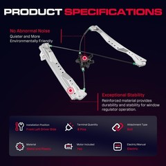 Front Driver Side Power Window Regulator with Motor (6 Pins) Fit for 2008-201…