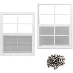 Weather-Resistant 2 Pack Shed Windows with Tempered Glass & Fiberglass Screen