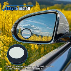 4PCS Blind Spot Mirror, 360° Wide Angle Convex Mirrors with Adjus Color: Black