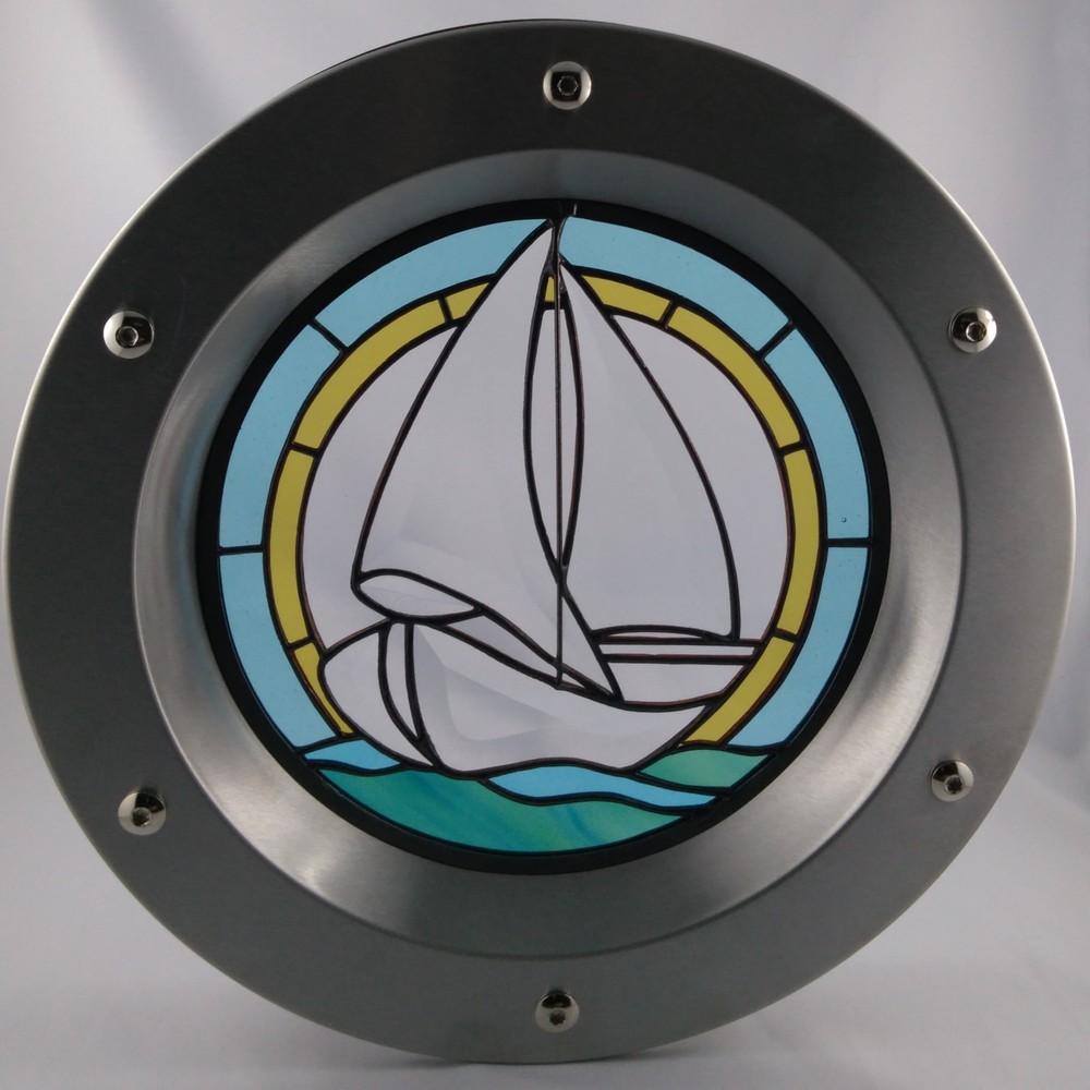 PORTHOLE FOR DOORS STAINED GLASS No. 6 phi 350 mm