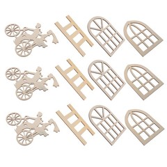 16Pcs Small Wooden Dollhouse Window Frames for Crafts Beige Durable Accessories