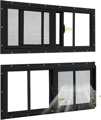 2 Pack Shed Windows, 10″x18″ Sliding Windows, Transom Window with Tempered Gl…