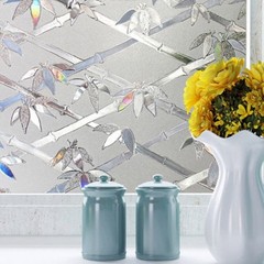 90cm Width Static 3D Bamboo Reusable Removable Frosted Window Glass Film L006