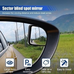 2-Piece Car Fan-Shaped Blind Spot Mirrors, Adjustable Wide-Angle Color: Black