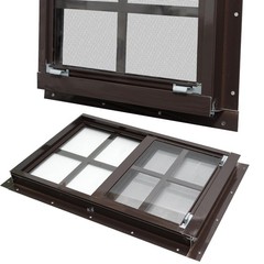 NeatiEase 2 Pack Shed Windows 12×18 Tempered Glass Brown Frame