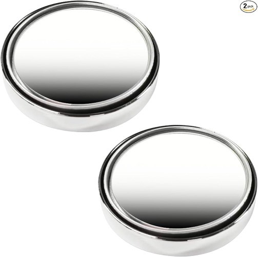 2PCS 2″ Round HD Glass Convex Rear View Mirror, 360° Rotate Wide Color: Silver