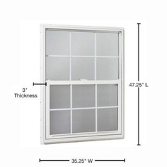 Tafco Single Hung Windows 47.25″Hx35.25″W Vinyl Window Insulated W/ Grids White