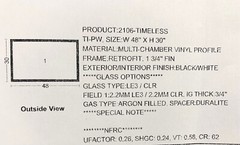 Vinyl Picture Window W48″ x H30″ with 1-3/4’fin