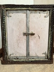 Vintage Wooden Wall Hanging Window Panel With Frame Original old Hand Crafted