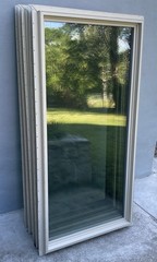 Five 35”x70” Tan Vinyl Picture Windows Double Pane Fully Tempered Glass