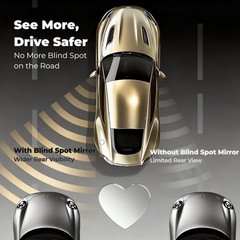 2 pcs Blind Spot Mirrors 2 Heart Shaped HD Glass Convex 360° Wide Angle Side