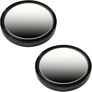 2PCS 2″ Round HD Glass Convex Rear View Mirror, 360° Rotate Wide Color: Black