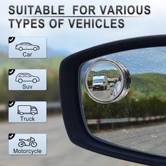 Blind Spot Mirror, 2” Round HD Glass Frameless Convex, 2Pack Side Mirror Blind
