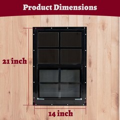 14×21 Black Shed Windows 2 Pack – Tempered Glass Flush Mount for Coop, Garage, G