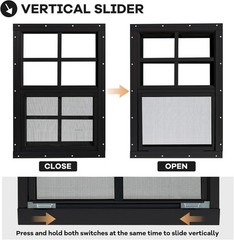 2 Pack, Chicken Coop Windows 14″ x 21″ with Tempered Glass and Fiberglass Screen