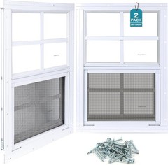 2 Pack Shed Windows 18″x36″ Flush Mount Household Windows with Thicker Tempered