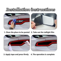 Blackout Taillight Vinyl Tint Film, Tail Lights Rear Precut Tint Overlay Vinyl