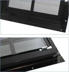 Shed Windows 30×30 Black Tempered Glass Stainless Steel Mesh