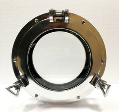 12″ Canal Boat Porthole Window Glass Porthole Home Decorative Shiny Silver