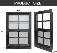 Durable 2 Pack of 18″ x 23″ Sliding Windows with Fiberglass Screen for Sheds