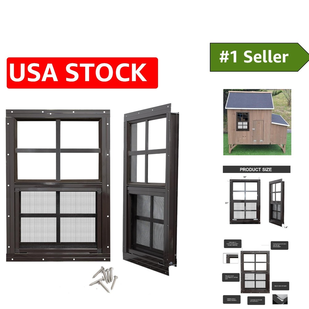 2 Pack 18×23 Brown Shed Windows for Enhanced Ventilation & Light – Easy Install