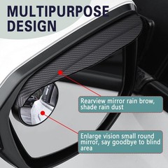 2PCS Blind Spot Mirrors, 2-in-1 Carbon Fiber Rain Eyebrow Reflective Protection