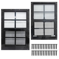 2 Pack Flush Mount Shed Windows 14×21, Black Frame, Tempered Glass, Fiberglass S